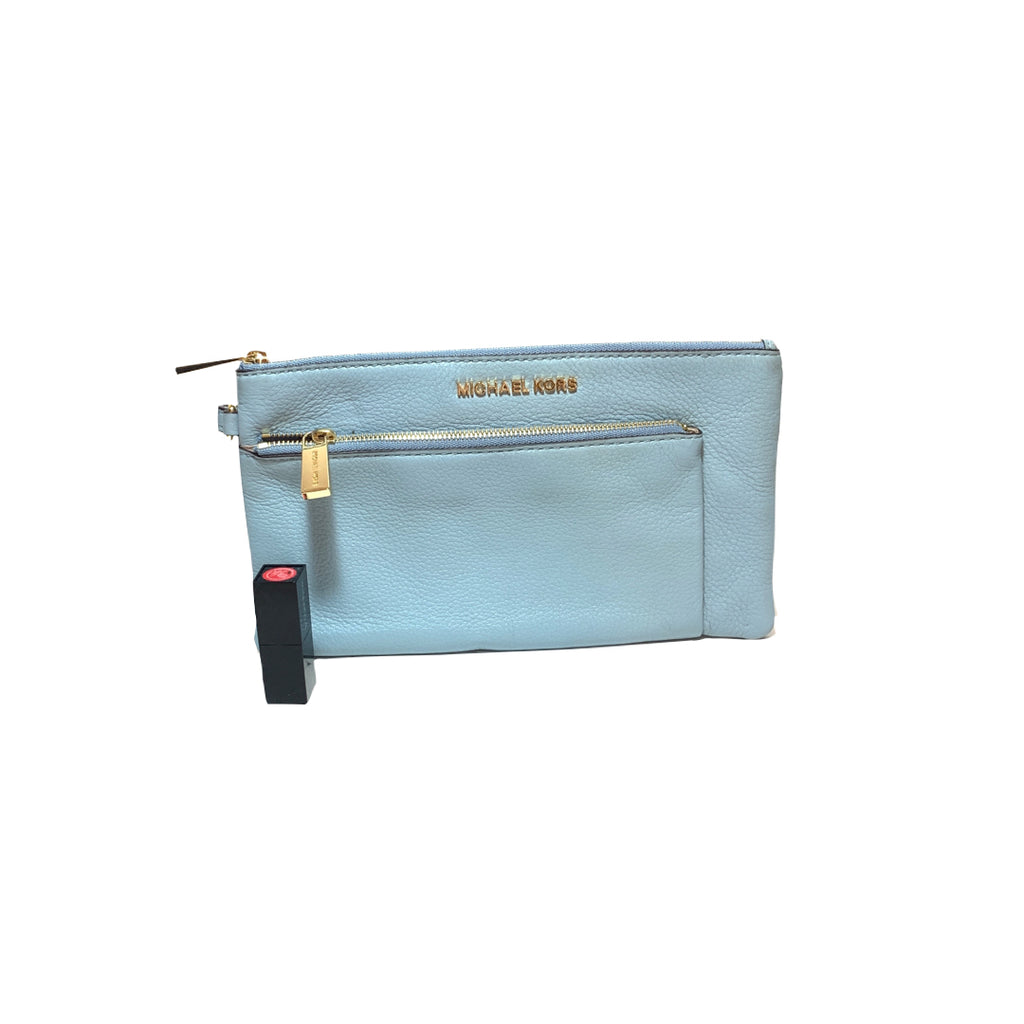 Michael Kors Light Blue Leather Wristlet | Gently Used |