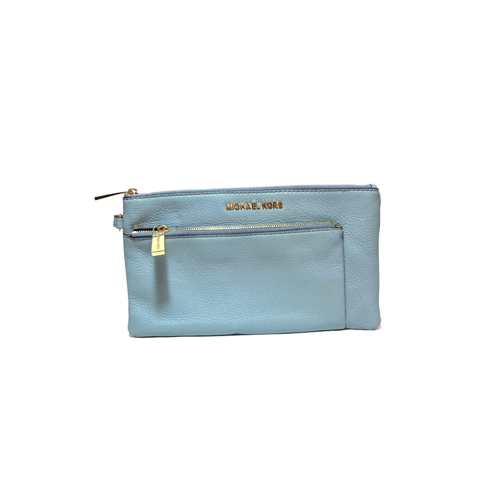 Michael Kors Light Blue Leather Wristlet | Gently Used |