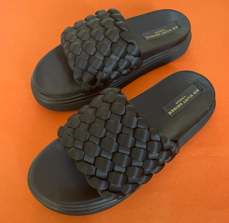 Kurt Geiger Black Chunky Platform Slides | Brand New |