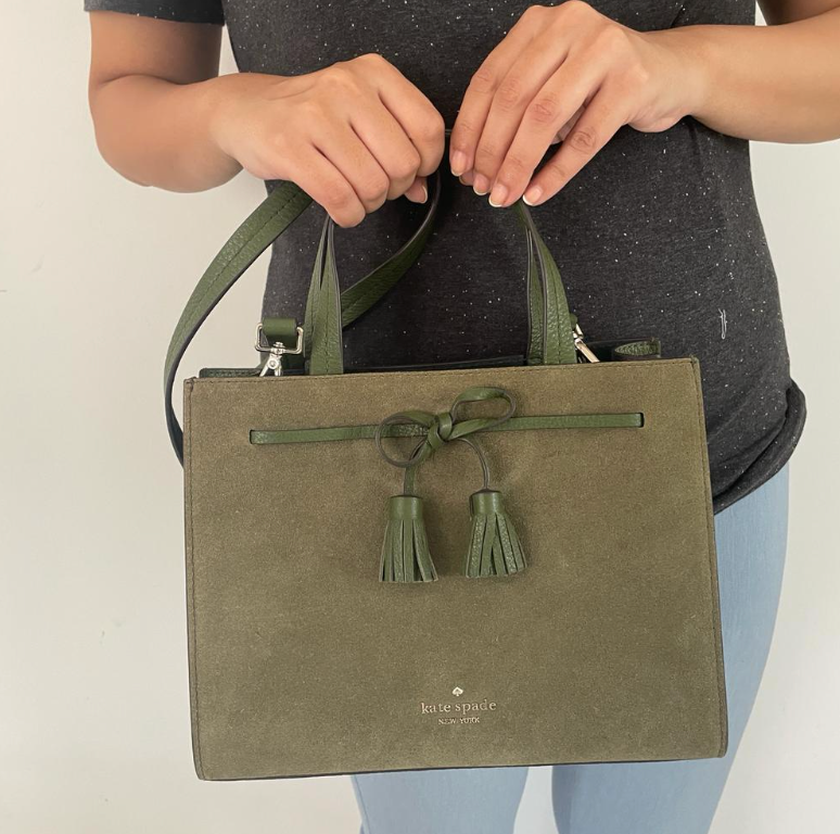 Kate Spade Army Green 'Hayes' Suede Small Satchel | Gently Used |