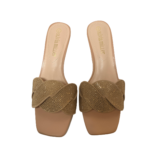 Olive & Miller Gold Rhinestone Heeled Sandals | Brand New |