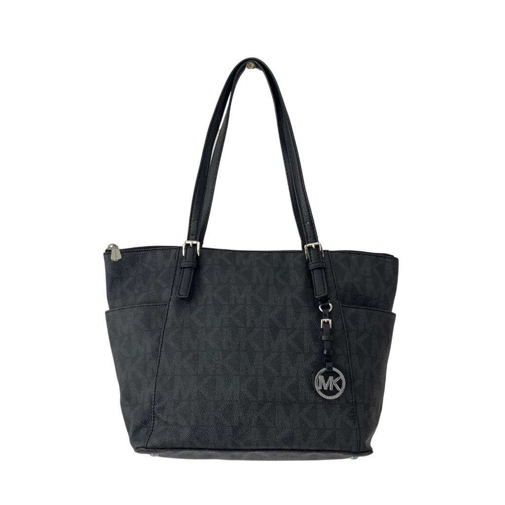 Michael Kors Black Monogram Coated Canvas Shoulder Bag | Pre Loved |