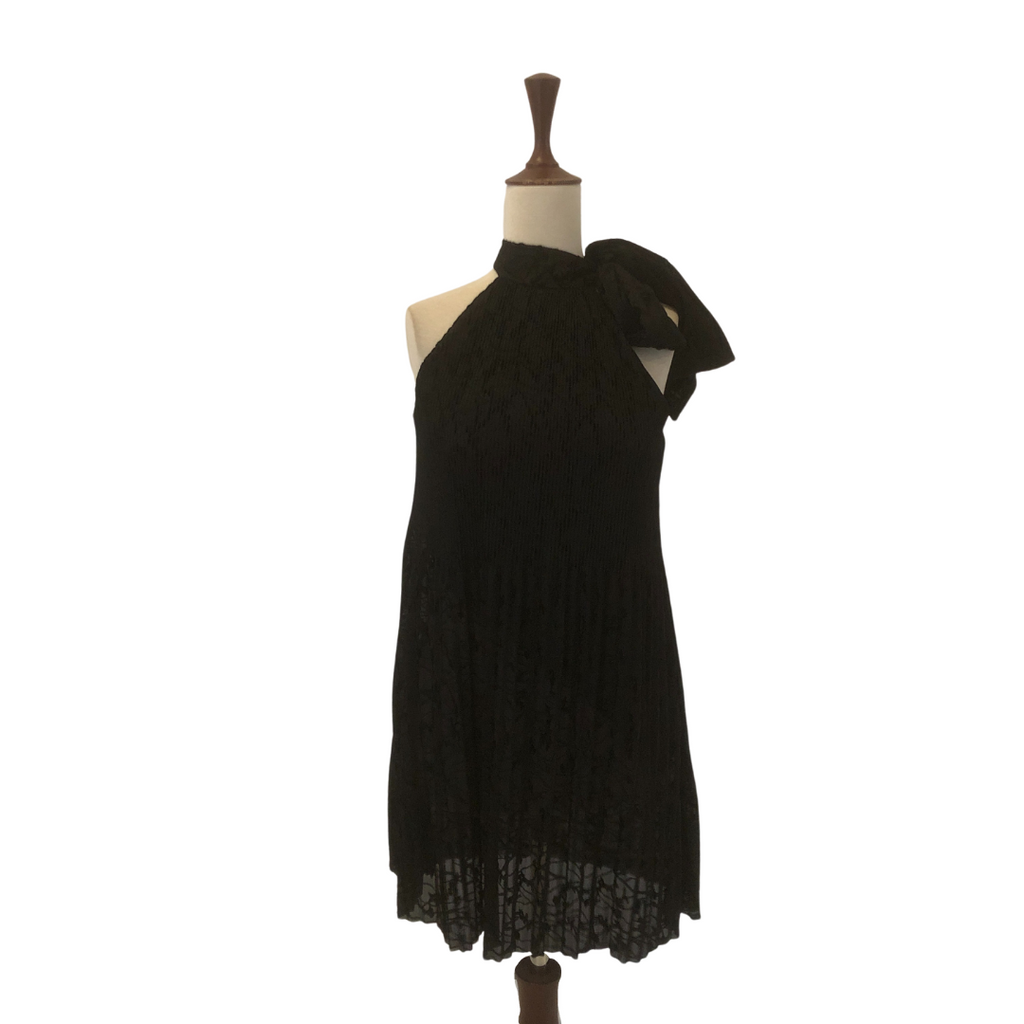 ZARA Black Pleated Dress with Necktie | Brand New |