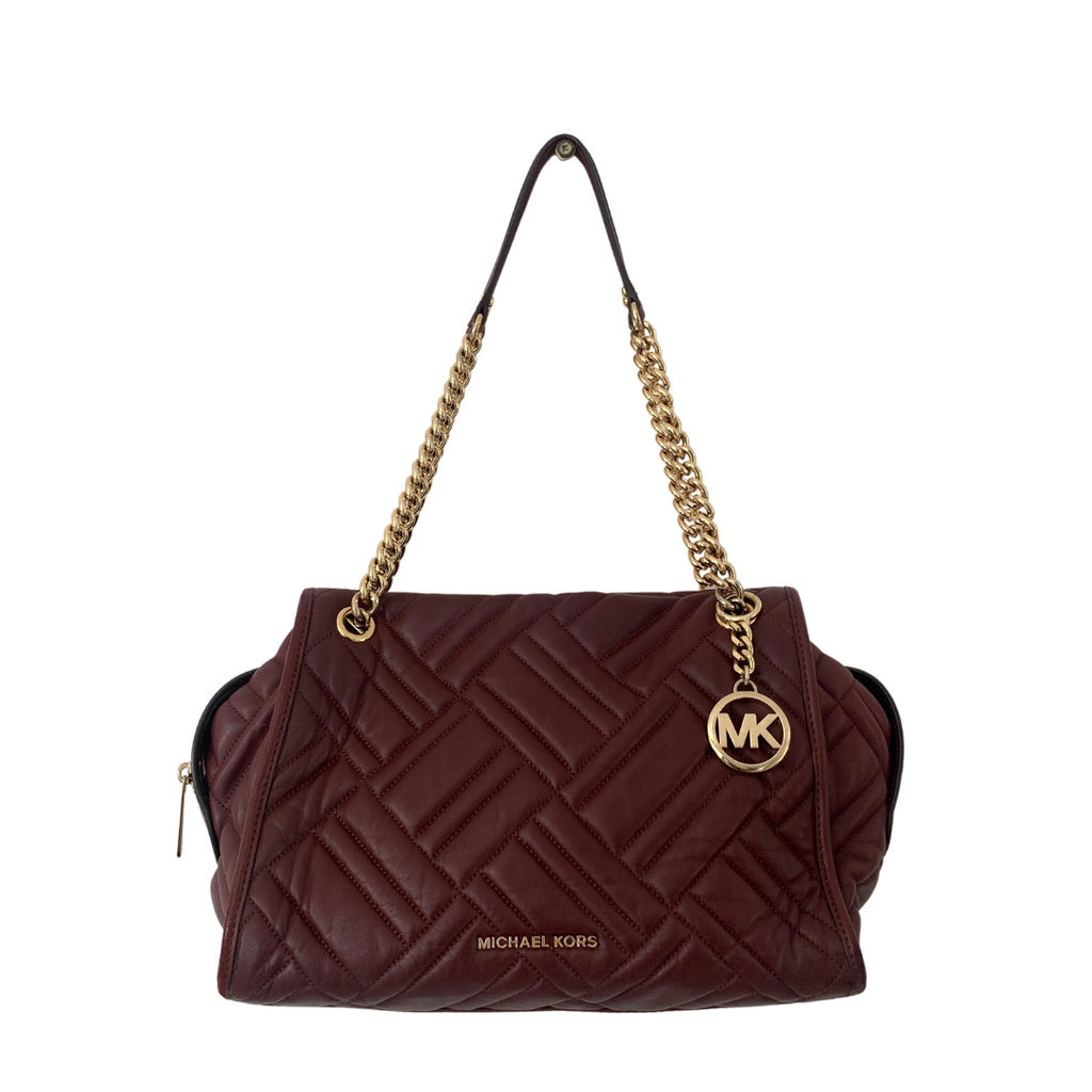 Michael Kors Maroon Quilted Leather Shoulder Bag | Pre loved |