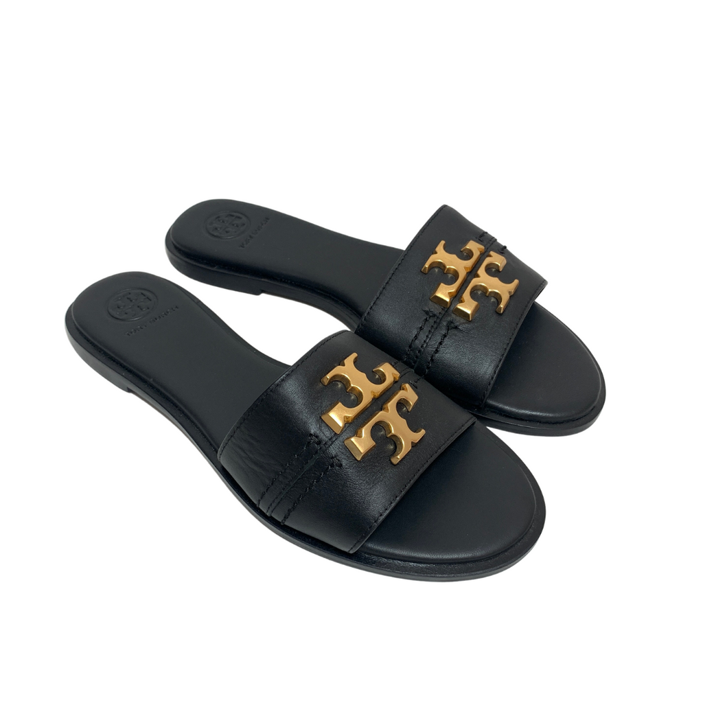 Tory Burch Black Leather Slide Sandals | Gently Used |