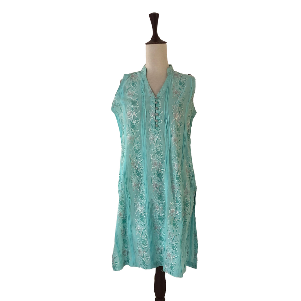 Koel Turquoise Block Print Kurta | Pre Loved |