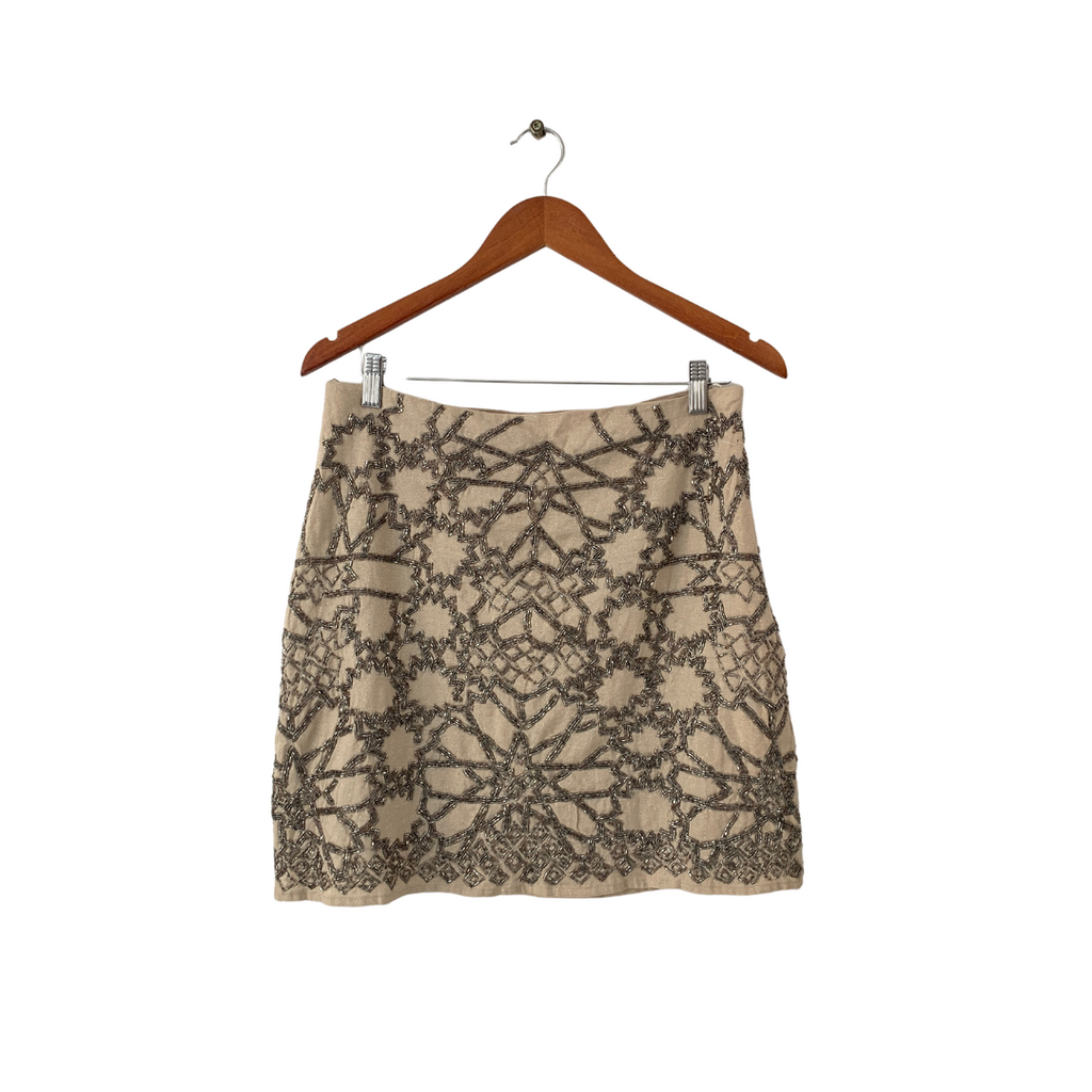 River Island Beige Embroidered Short Skirt | Brand New |
