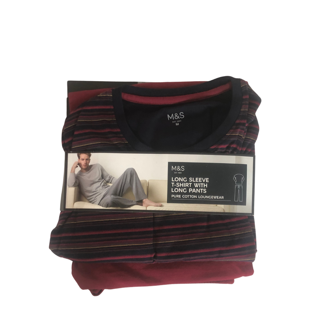 Marks & Spencer Men's Red Striped Lounge Set | Brand New |