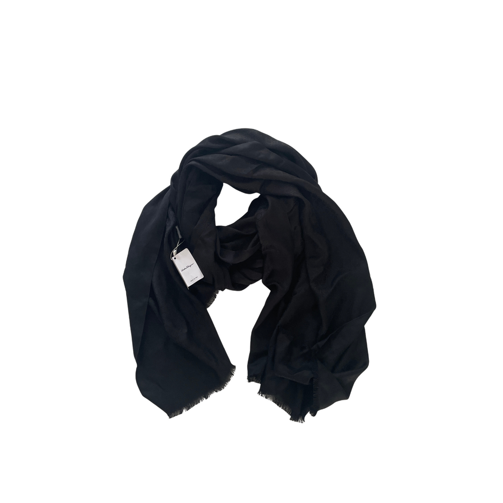 Salvatore Ferragamo Black Monogram Scarf | Brand New |
