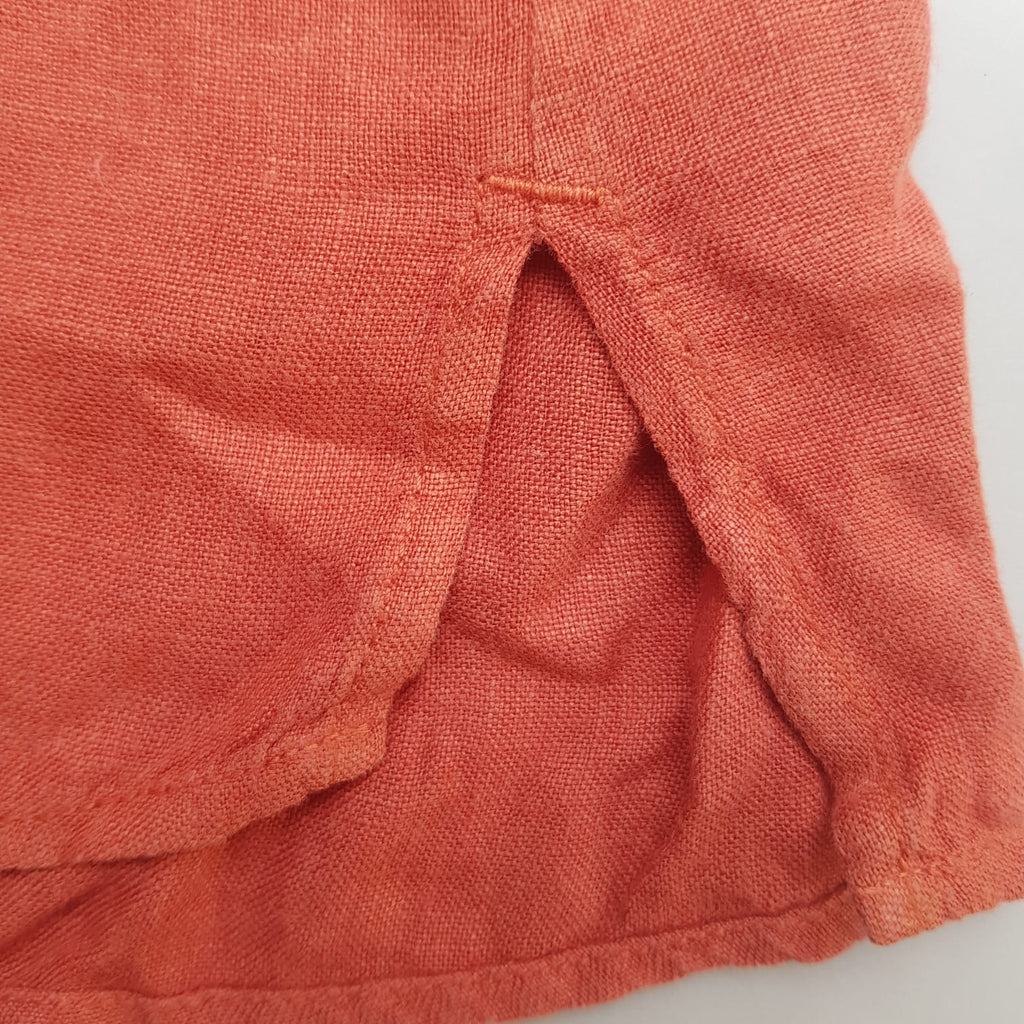 ZARA Coral Linen Cropped Collared Shirt | Gently Used |
