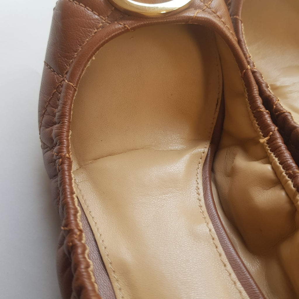 Michael Kors Brown Quilted Ballet Flats | Pre Loved |