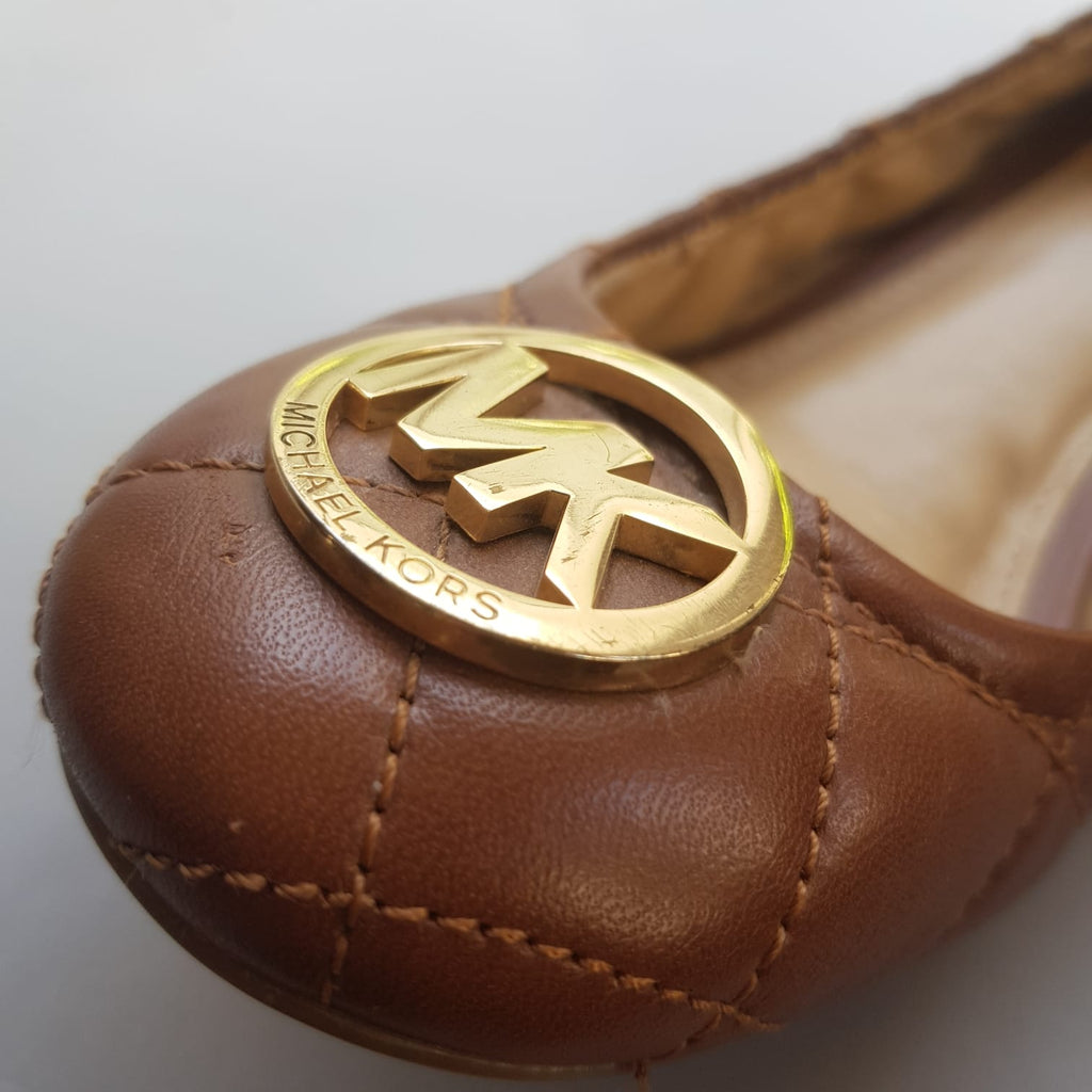 Michael Kors Brown Quilted Ballet Flats | Pre Loved |