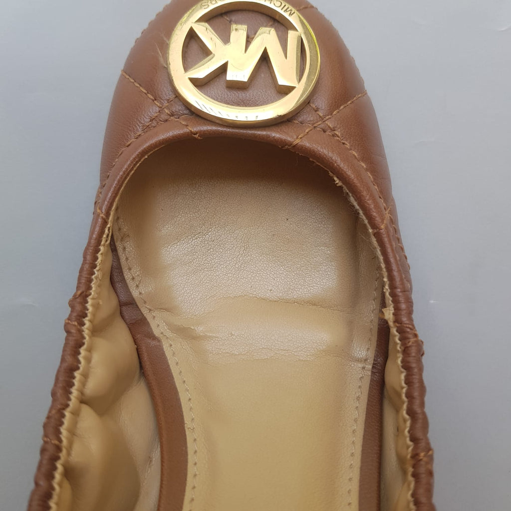 Michael Kors Brown Quilted Ballet Flats | Pre Loved |