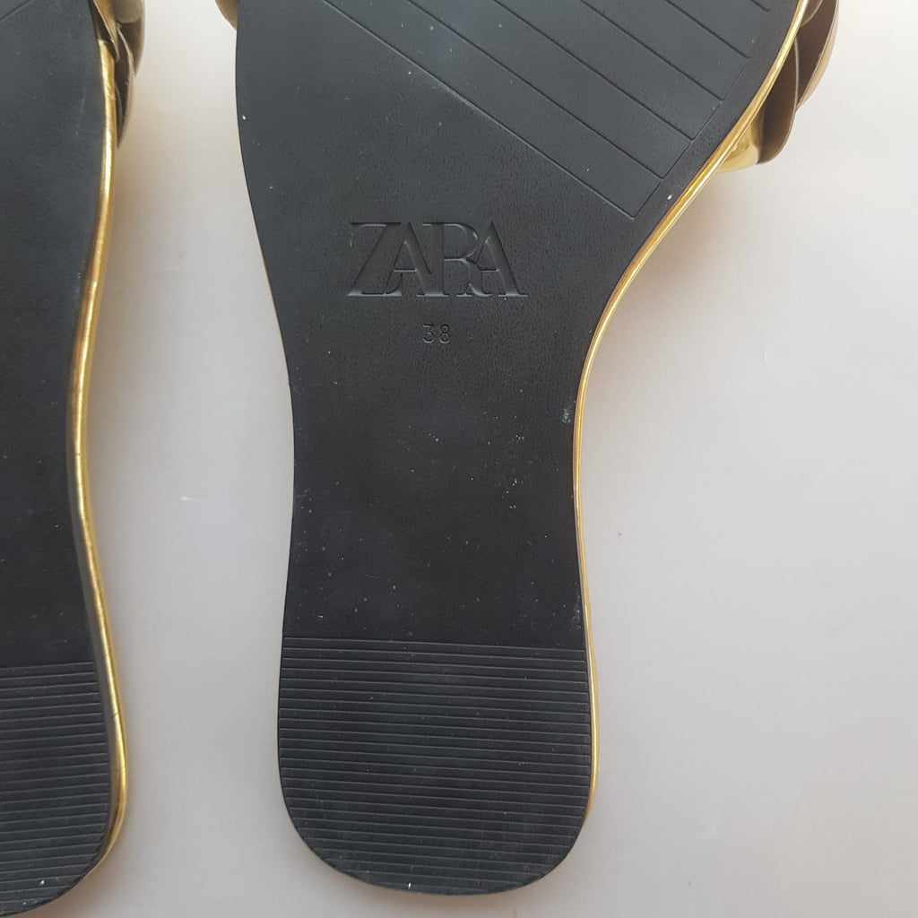 ZARA Gold Flower Slides | Gently Used |