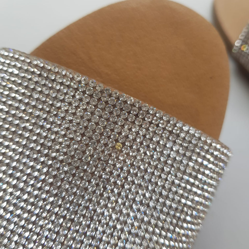 Steve Madden Rhinestone & Leather D'Orsay Slides | Pre Loved |