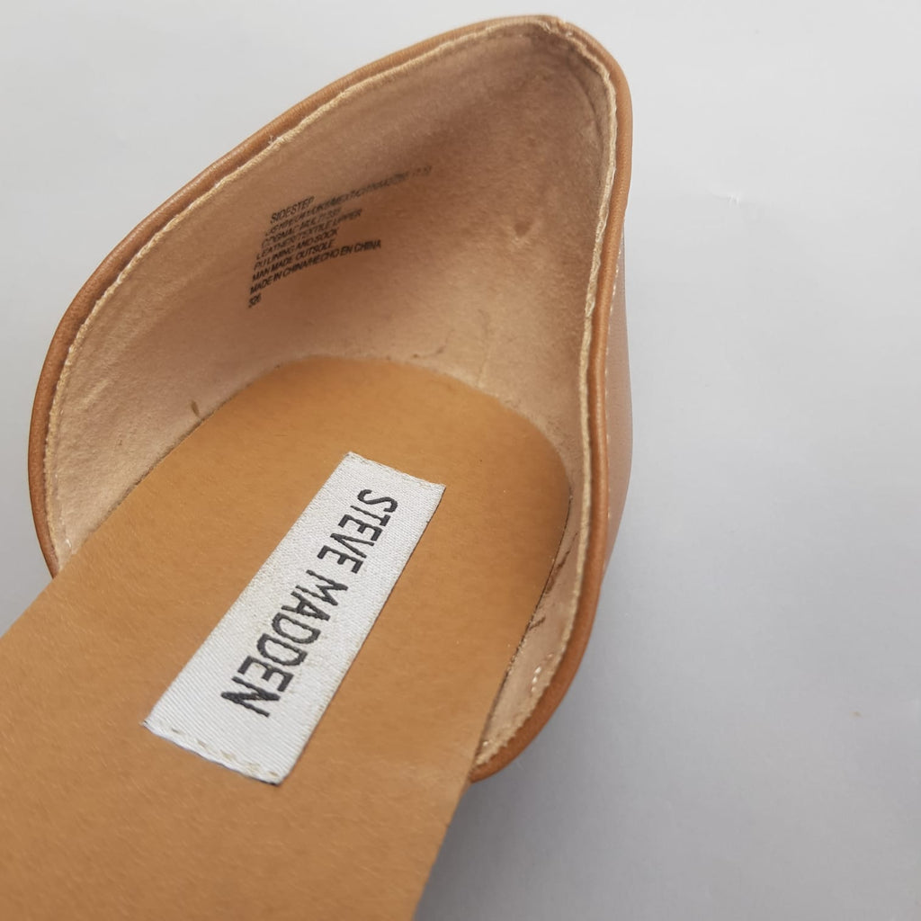 Steve Madden Rhinestone & Leather D'Orsay Slides | Pre Loved |