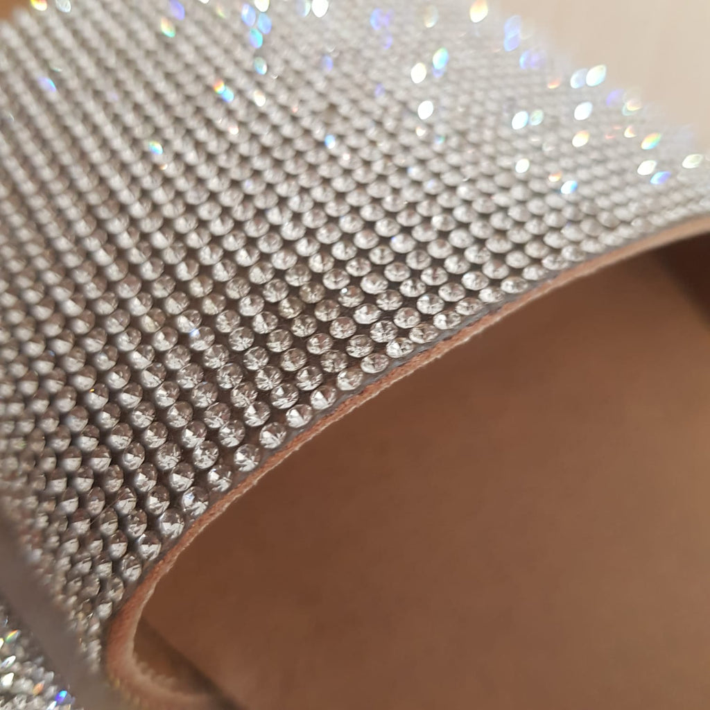 Steve Madden Rhinestone & Leather D'Orsay Slides | Pre Loved |