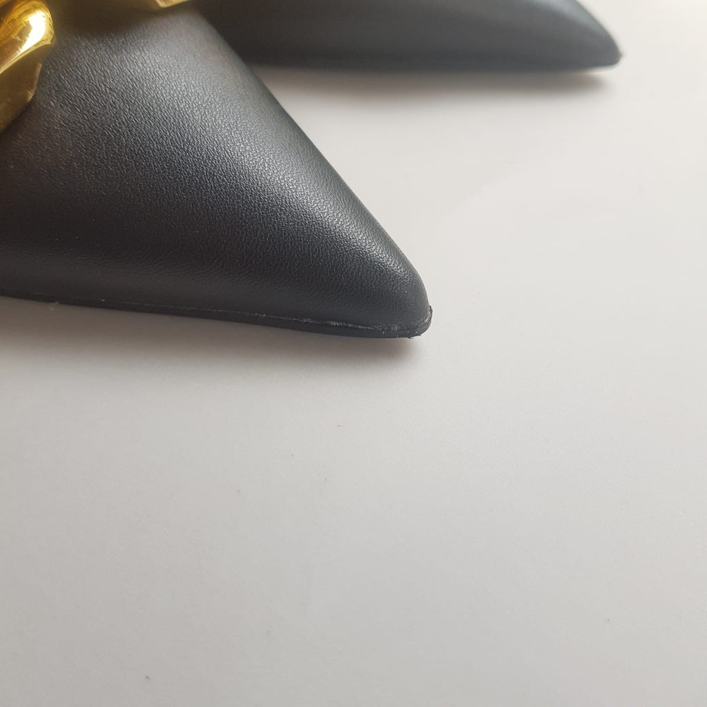 ZARA Black Large Gold Buckle Mules | Gently Used |