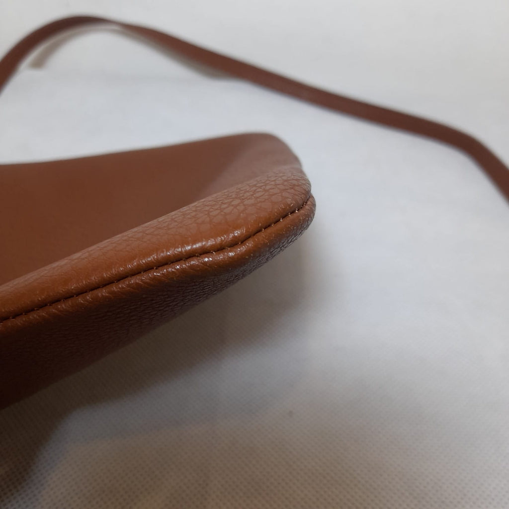 Ralph Lauren Tan Pebbled Leatherette Square Crossbody Bag | Pre Loved |