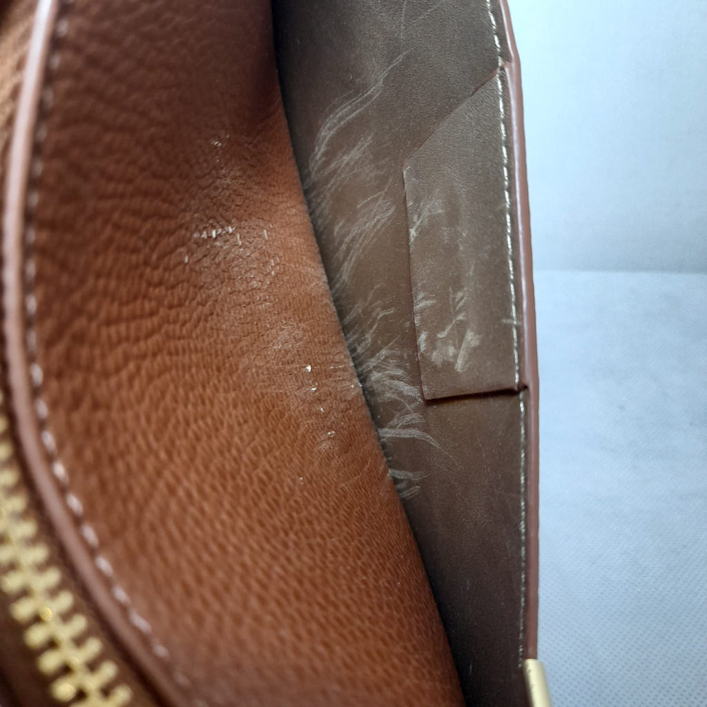 Ralph Lauren Tan Pebbled Leatherette Square Crossbody Bag | Pre Loved |