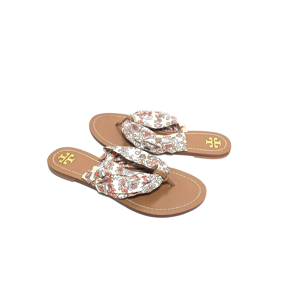 Tory Burch 'Carson' White & Pink Floral Print Sandals | Gently Used |