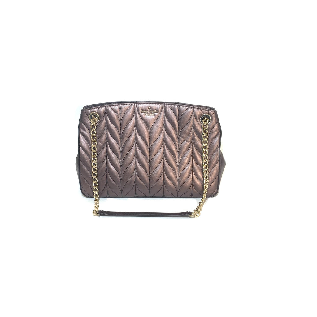 Kate Spade 'Briar Lane' Metallic Quilted Leather Shoulder Bag | Brand New |