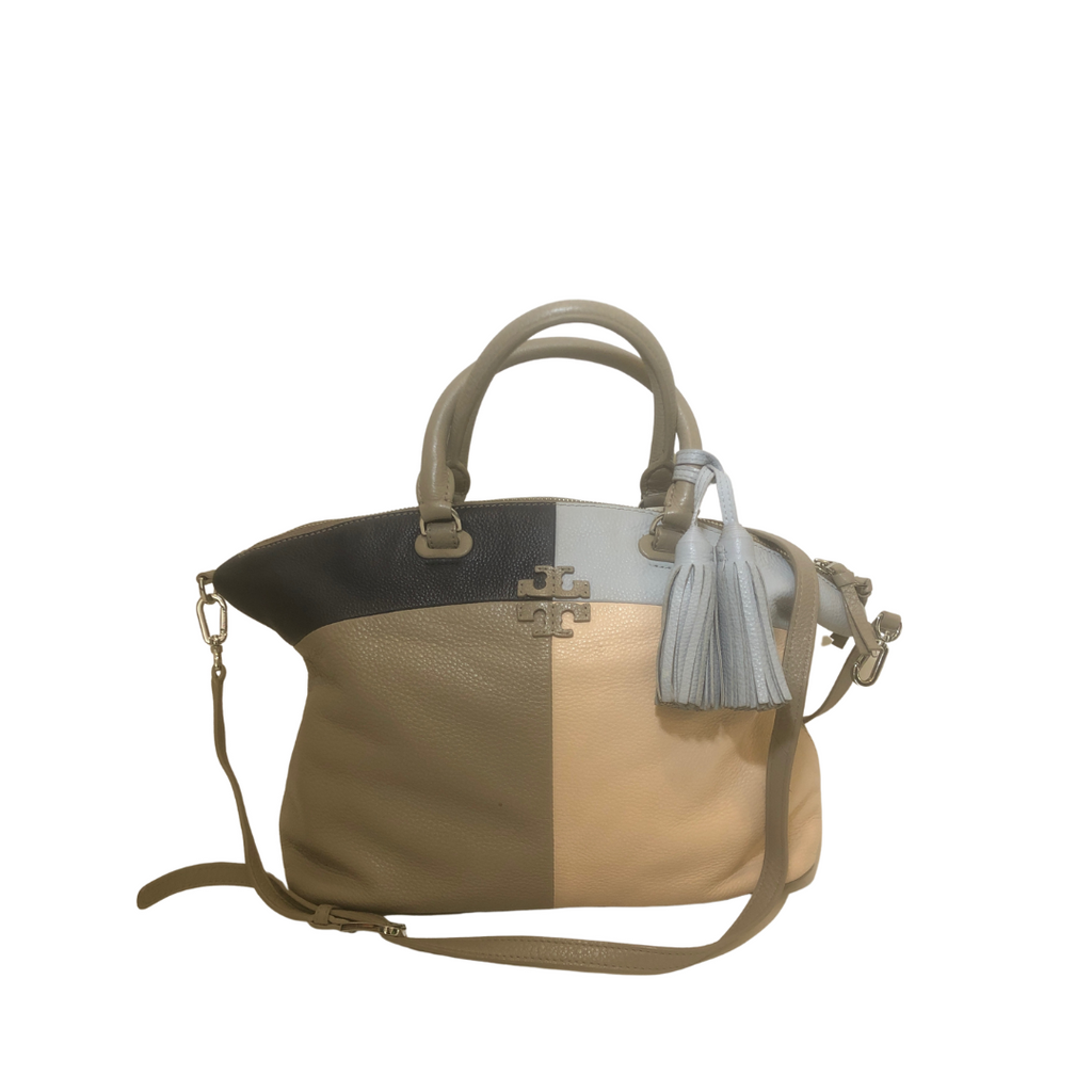 Tory Burch Patchwork Pebbled Leather Satchel | Pre Loved |