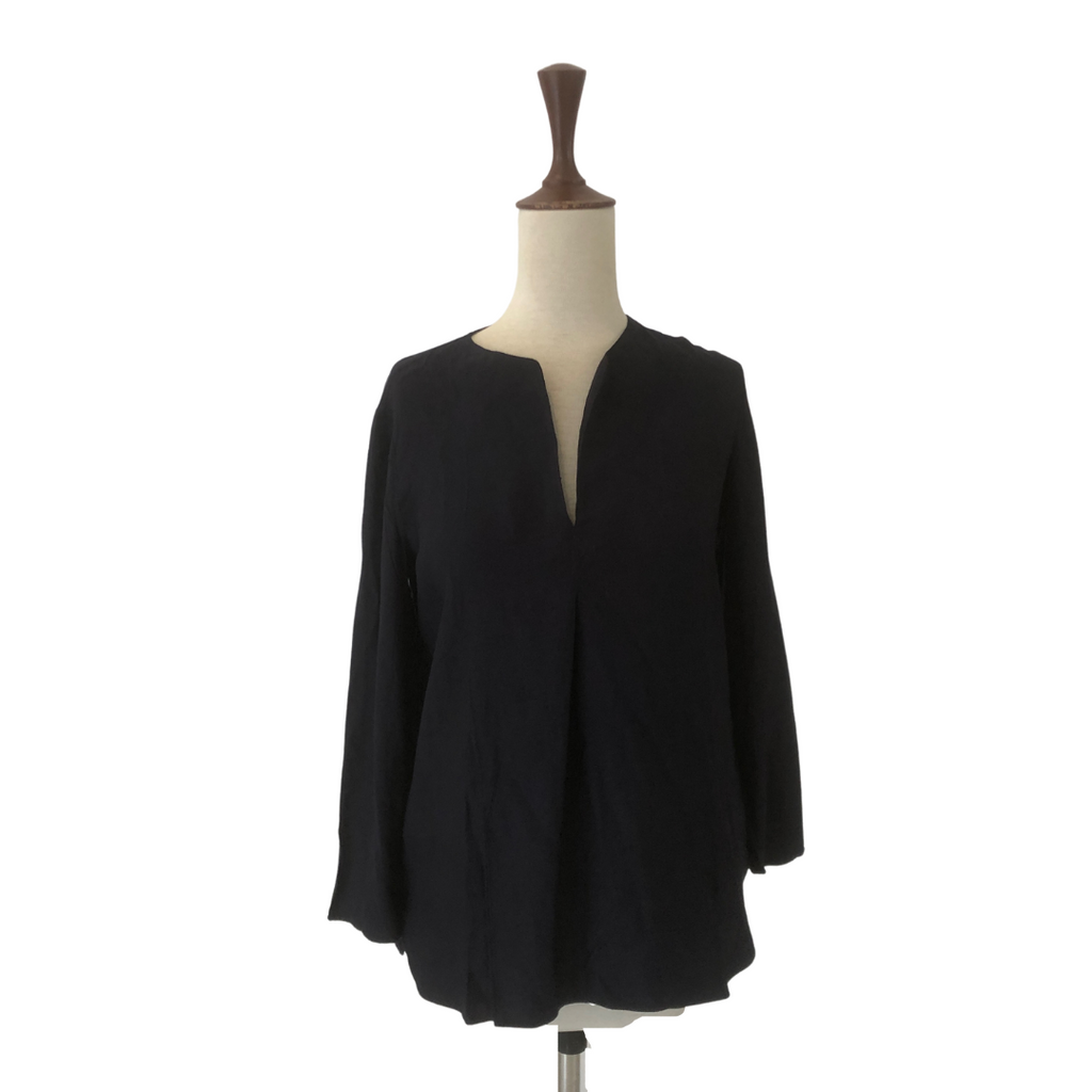Massimo Dutti Navy Blue V-neck Top | Pre loved |