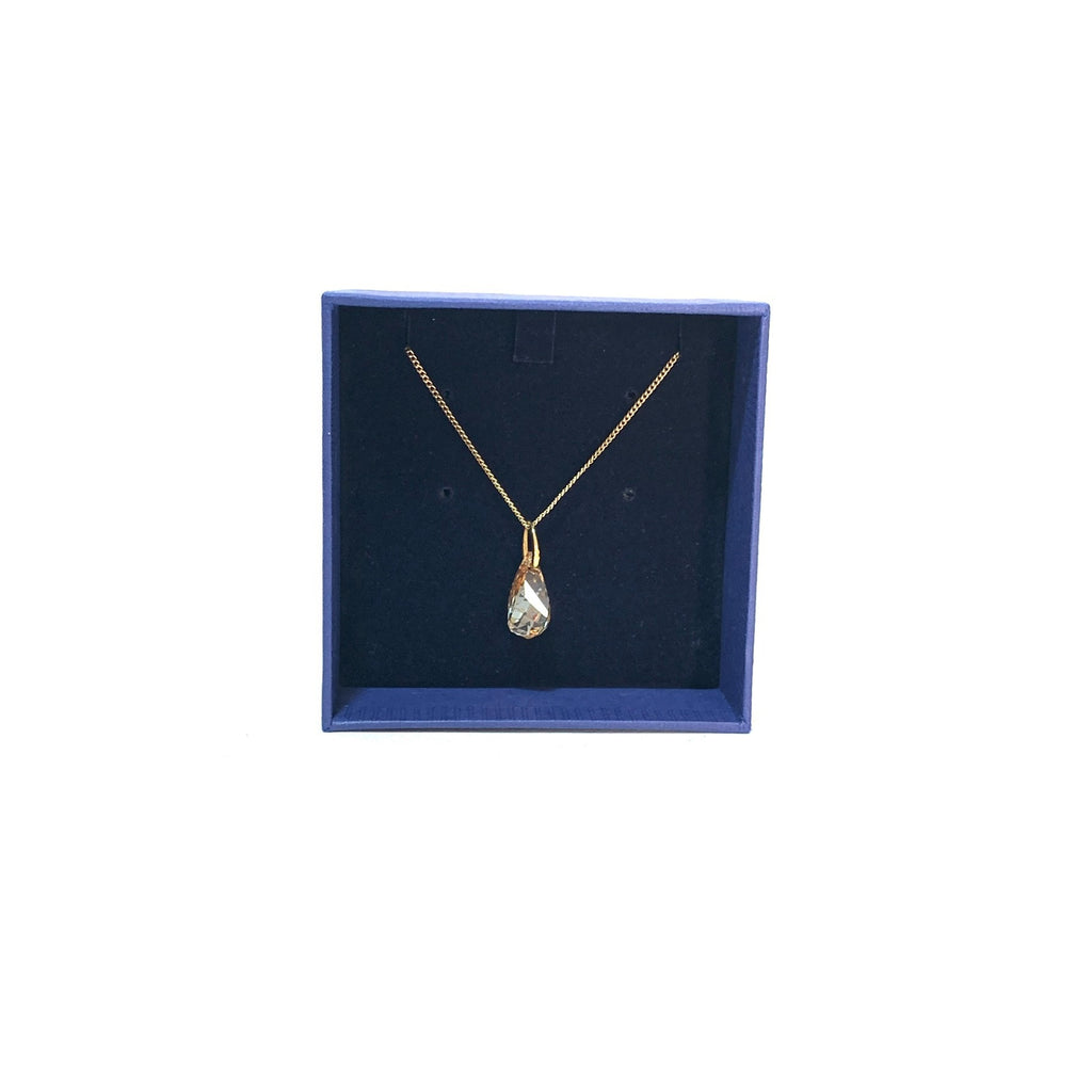 Swarovski Gold Crystal Drop Pendant & Chain | Like New |