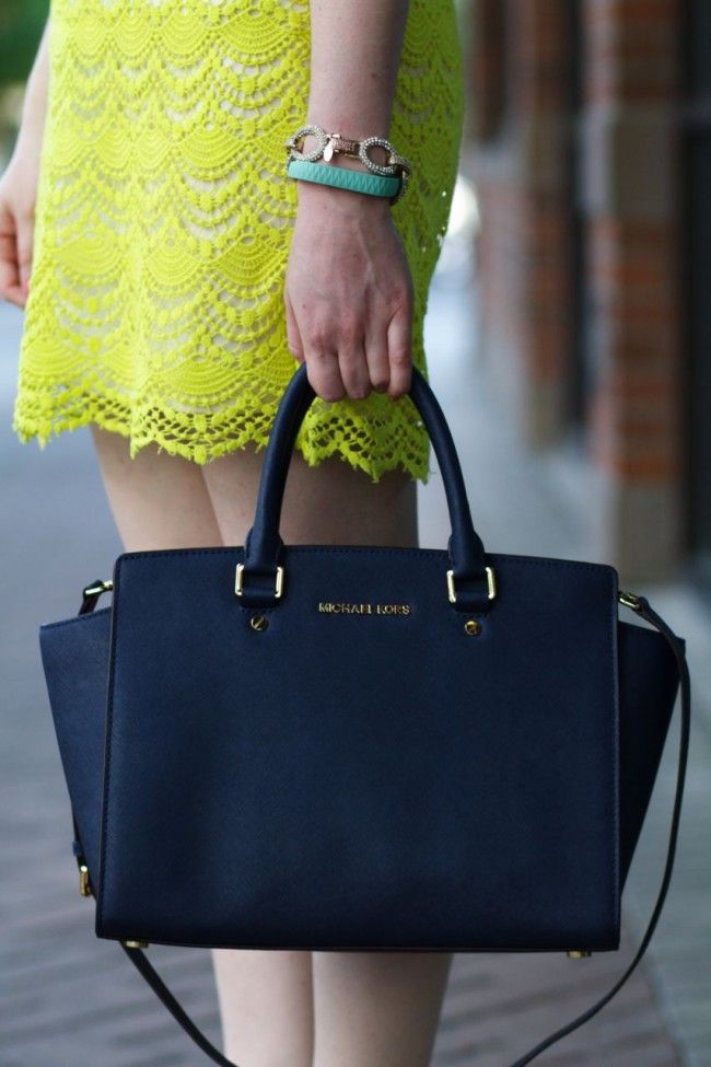 Michael Kors Navy Leather 'Selma' Medium Satchel | Pre Loved |