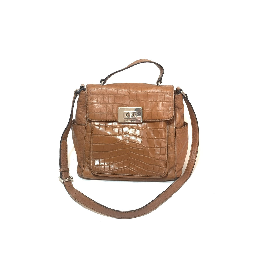 Michael Kors Tan Croc Print Leather Satchel | Pre Loved |