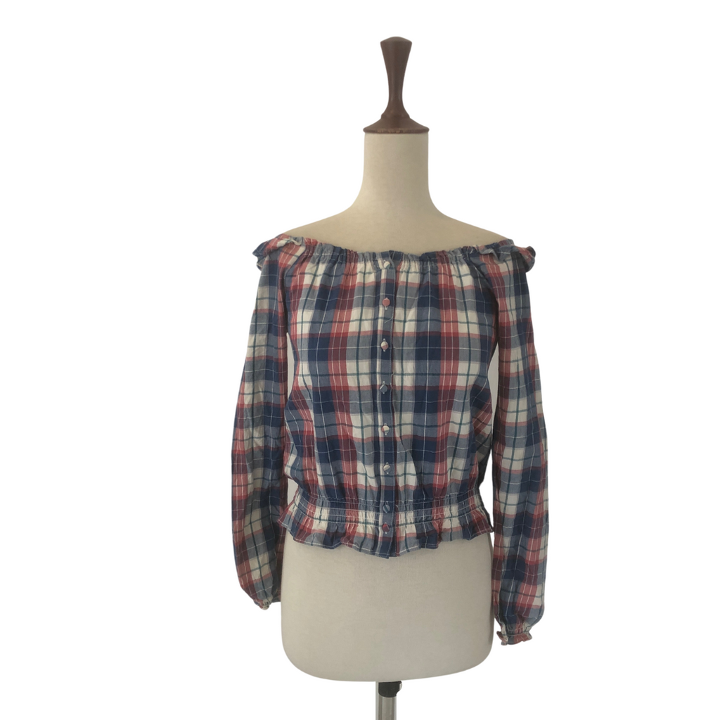 Heather Checked Off-shoulder Top | Gently Used |