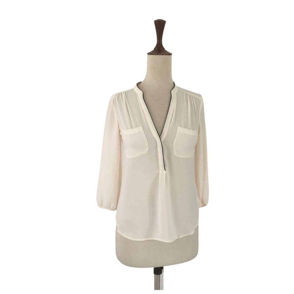 H&M Cream with Black Piping Blouse | Gently Used |