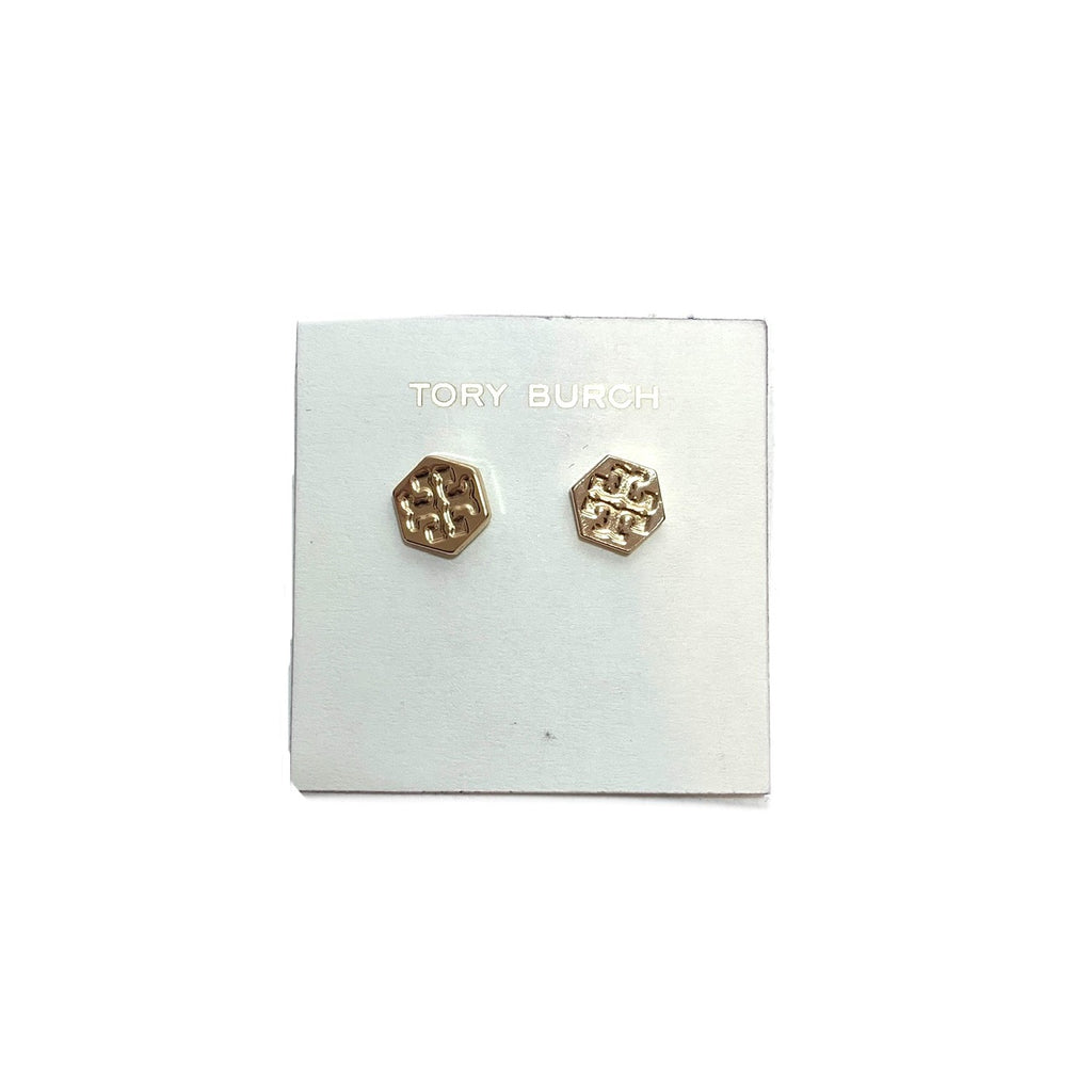 Tory Burch Hexagon Logo Stud Earrings | Like New |
