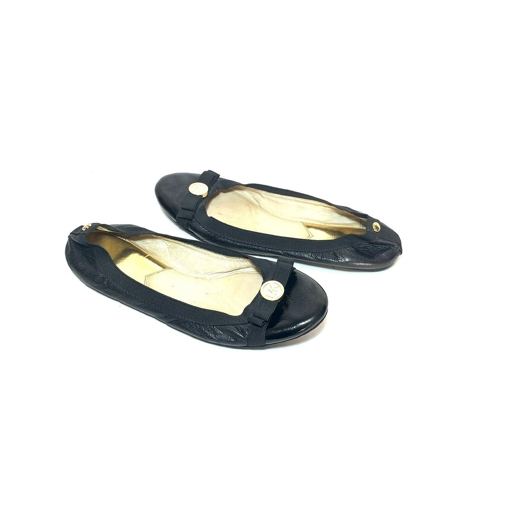 Michael Kors Black 'Dixie' Leather Ballet Flats | Pre Loved |