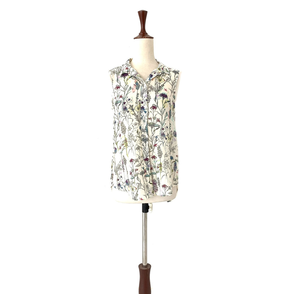 H&M Cream Floral Print Sleeveless Top | Gently Used |