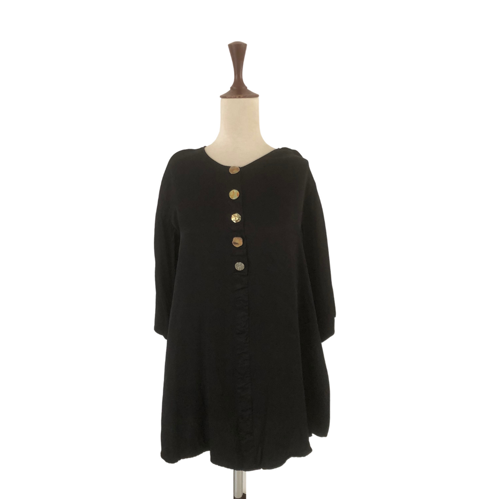 ZARA Black Satin with Gold Buttons Tunic | Gently Used |