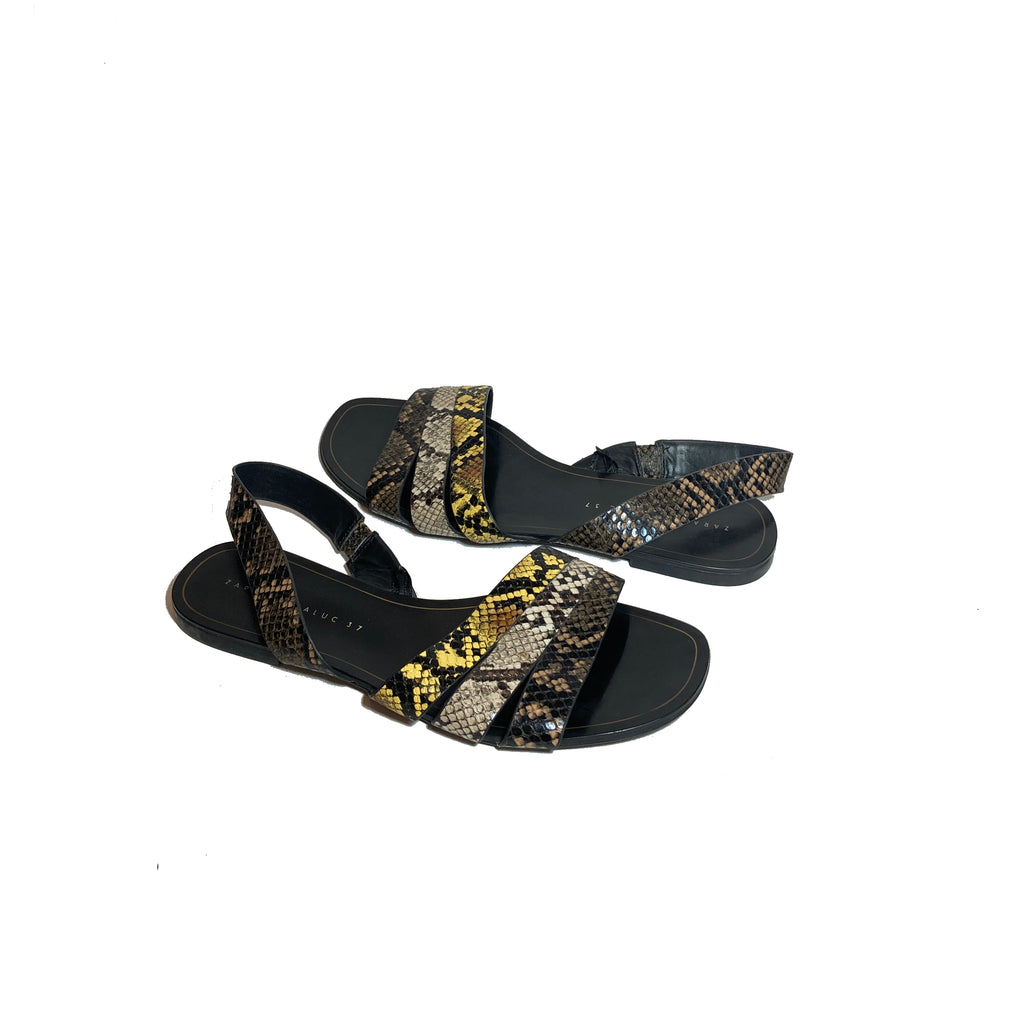 Zara Snakeskin Flat Sandals | Pre Loved |