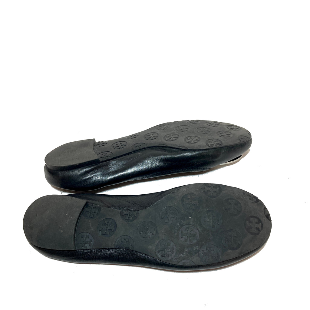Tory Burch Black Leather 'REVA' Ballet Flats | Pre Loved |