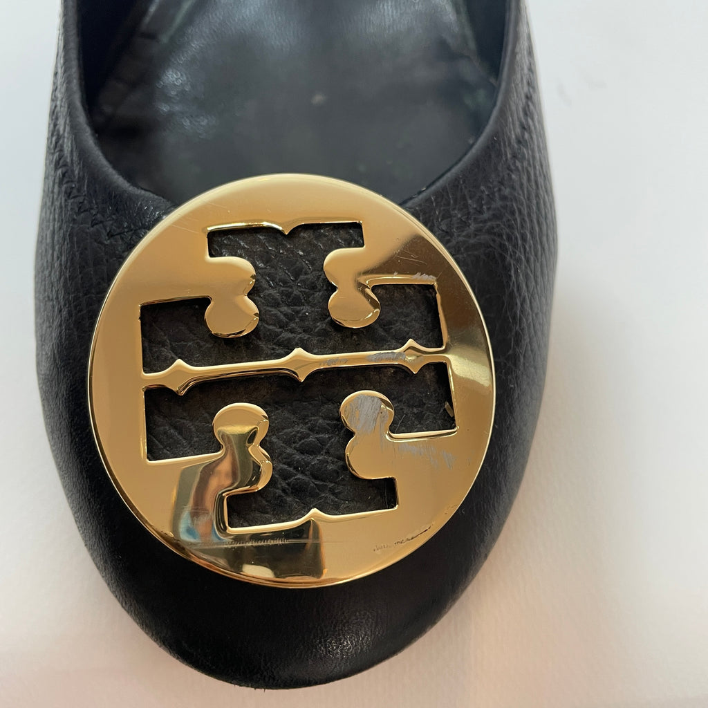 Tory Burch Black Leather 'Sally' Wedges | Pre Loved |