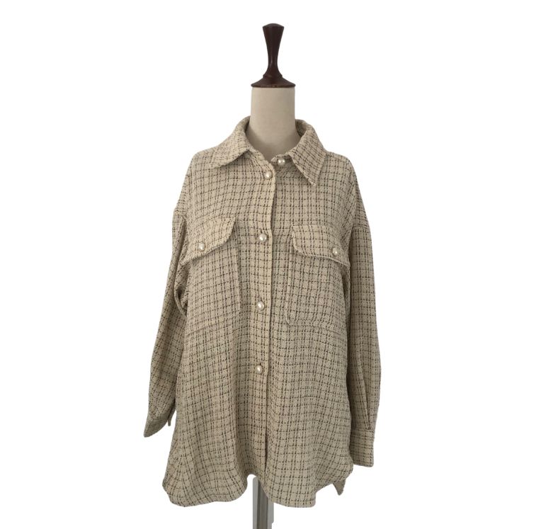 H&M Tweed Cream Shirt Jacket | Brand New |
