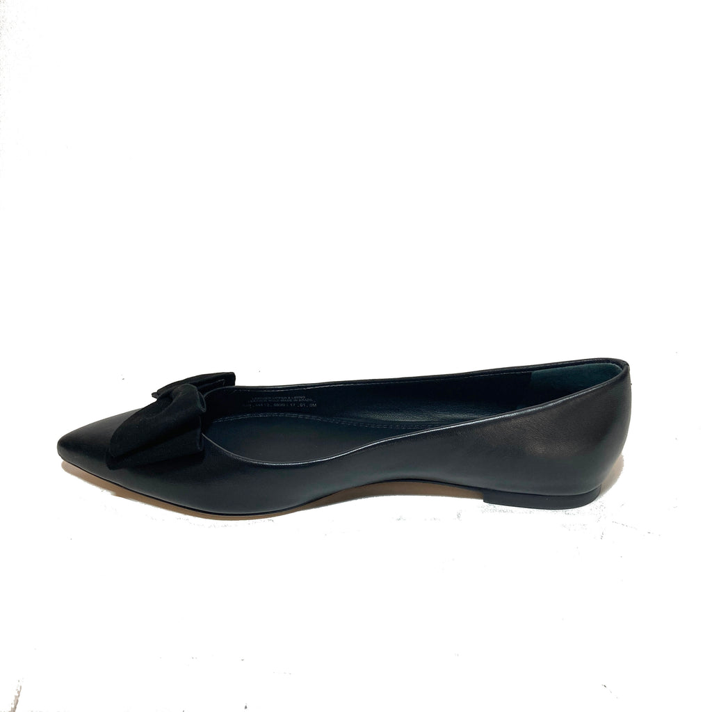 Tory Burch Black Leather 'Rosalind' Pointed Ballet Flats | Brand New |