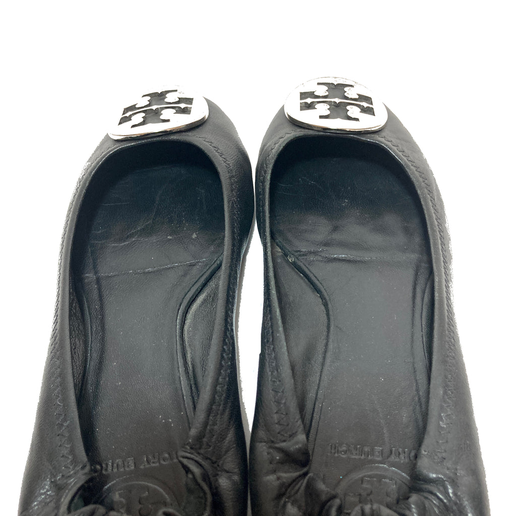Tory Burch Black Leather 'REVA' Ballet Flats | Pre Loved |