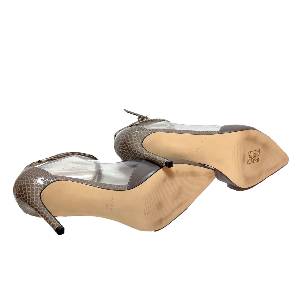 Nine West Grey ‘Terasa’ Pointed Snakeskin Pumps | Gently Used |