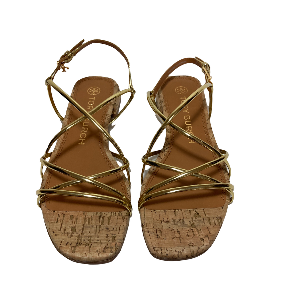 Tory Burch Gold 'Penelope' Cork Sandals | Brand New |