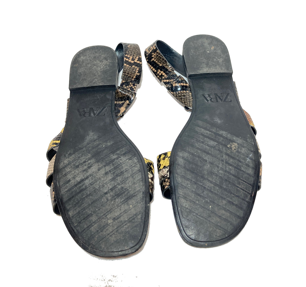 Zara Snakeskin Flat Sandals | Pre Loved |