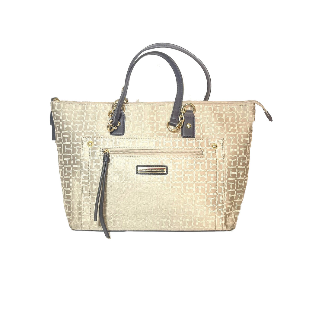 Tommy Hilfiger Beige Monogram Tote | Gently Used |