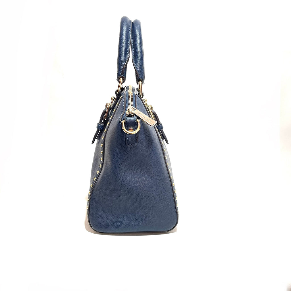 Michael Kors ‘Ciara Grommet’ Navy Leather Satchel | Pre Loved |