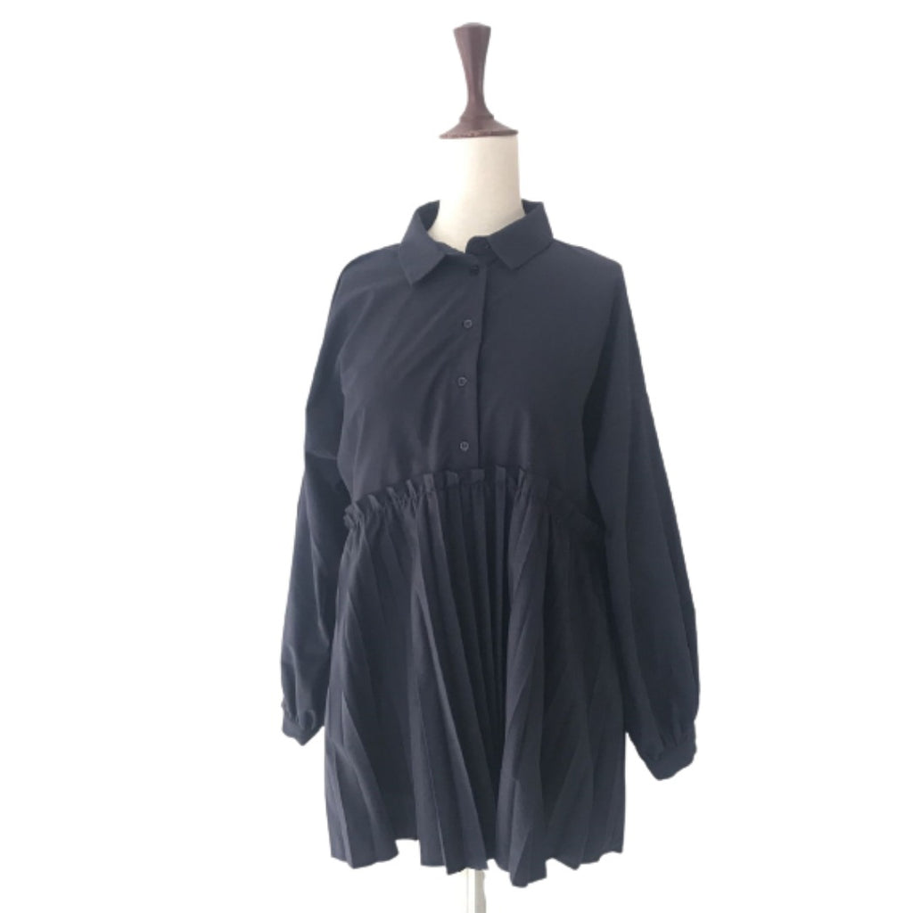 ZARA Navy Pleated Shirt | Like New |