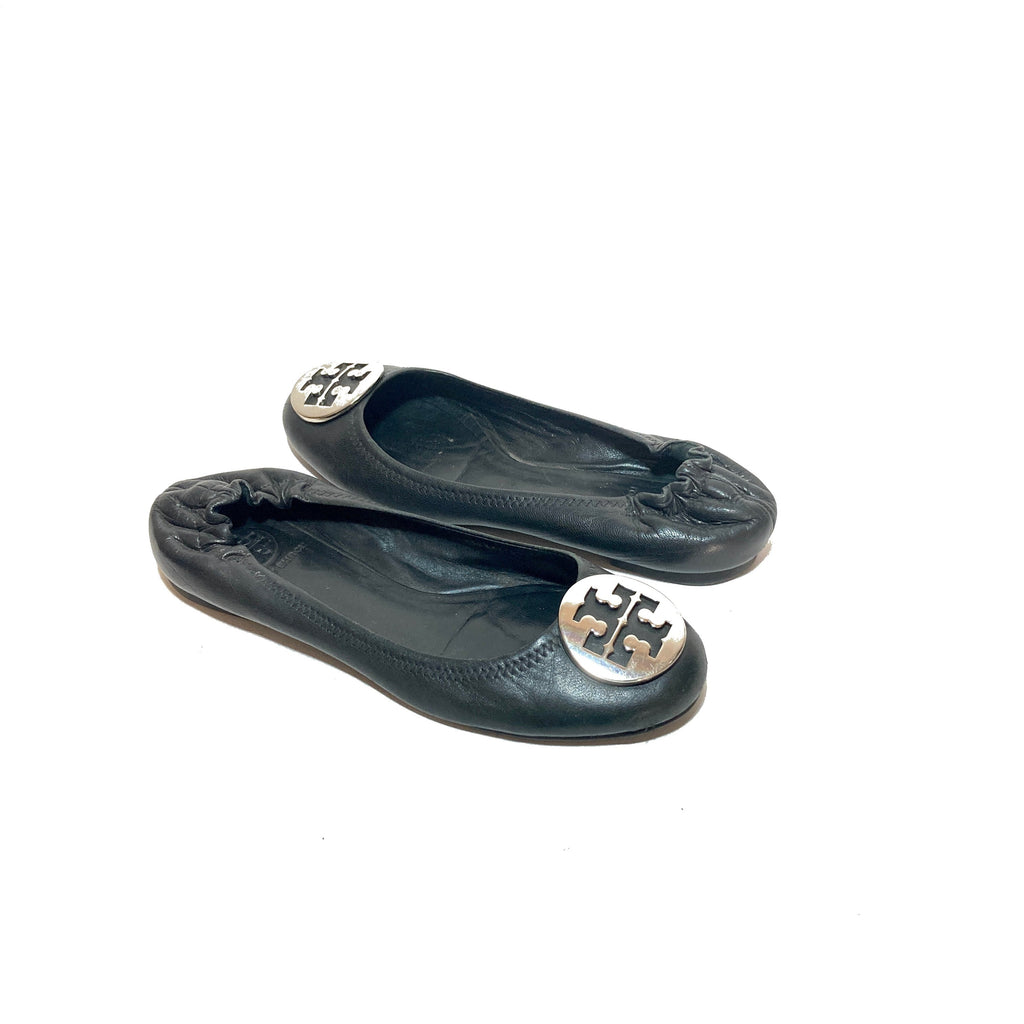Tory Burch Black Leather 'REVA' Ballet Flats | Pre Loved |
